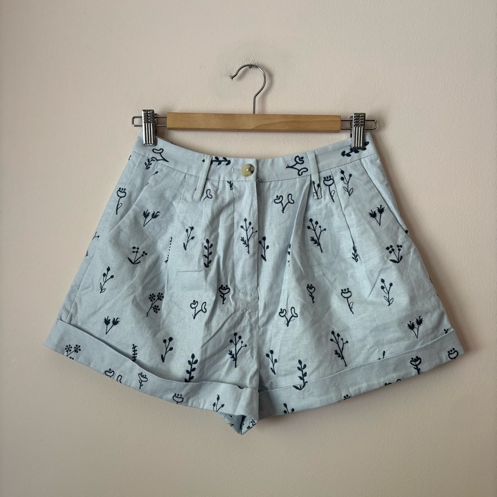 Something Navy Embroidered Tailored Shorts NWT